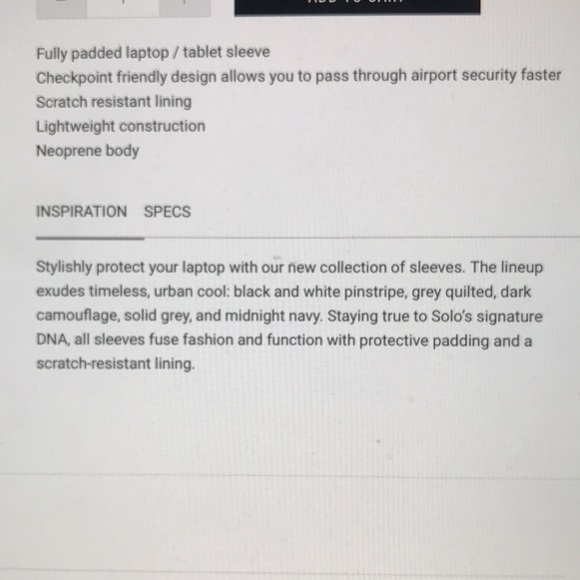 Solo Laptop IPAD PRO Bond Sleeve Black 17.3 - Picture 9 of 9